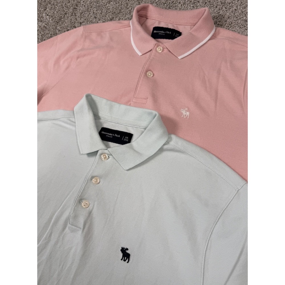 Abercrombie & Fitch Stretch Short Sleeve Polo Shirts Moose - Lot Of 2 - Mens XXL